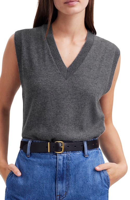 Shop Madewell V-neck Cashmere Sweater Vest In Heather Pyrite