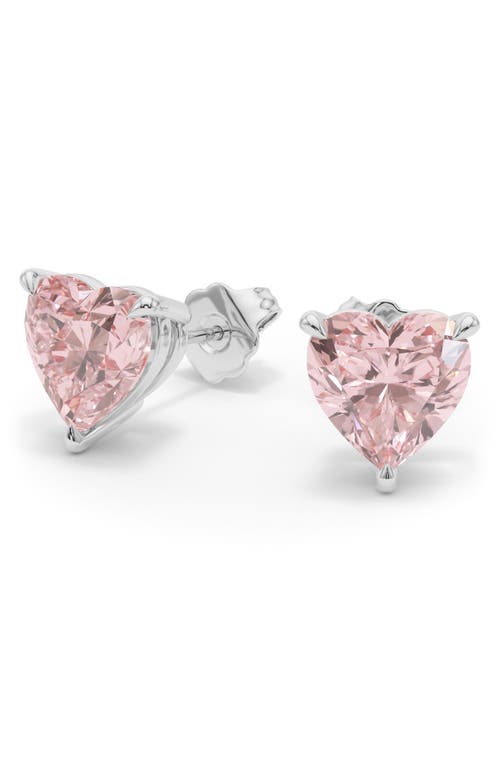 Pink Lab Created Diamond Stud Earrings in 18K White Gold