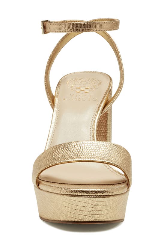 Vince Camuto Pendry Ankle Strap Platform Sandal In Gold Metallic Lizard