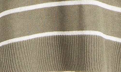 Shop Max Studio Stripe Knit Polo Sweater In Army/oyster