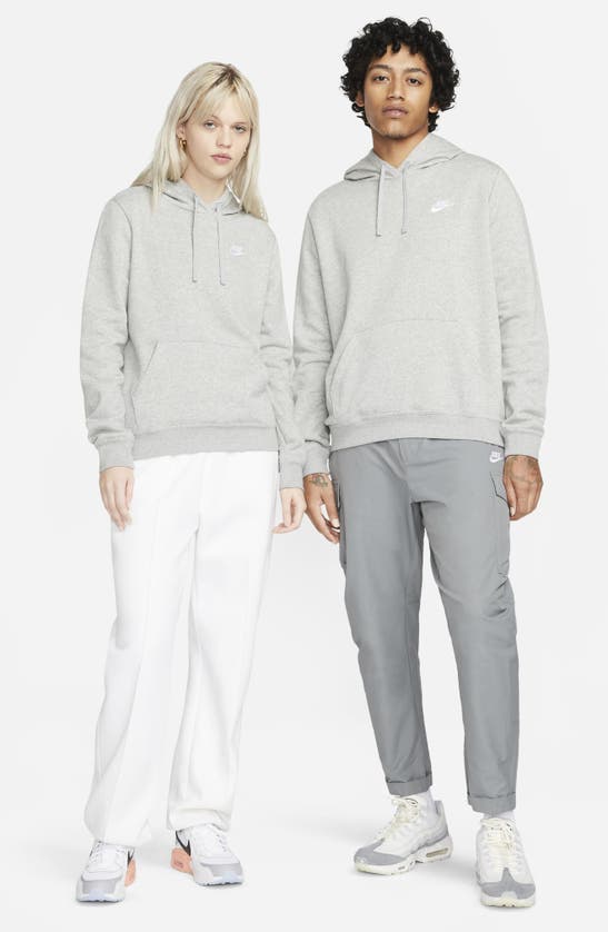 Shop Nike Sportswear Club Fleece Hoodie In Dark Grey Heather/ White
