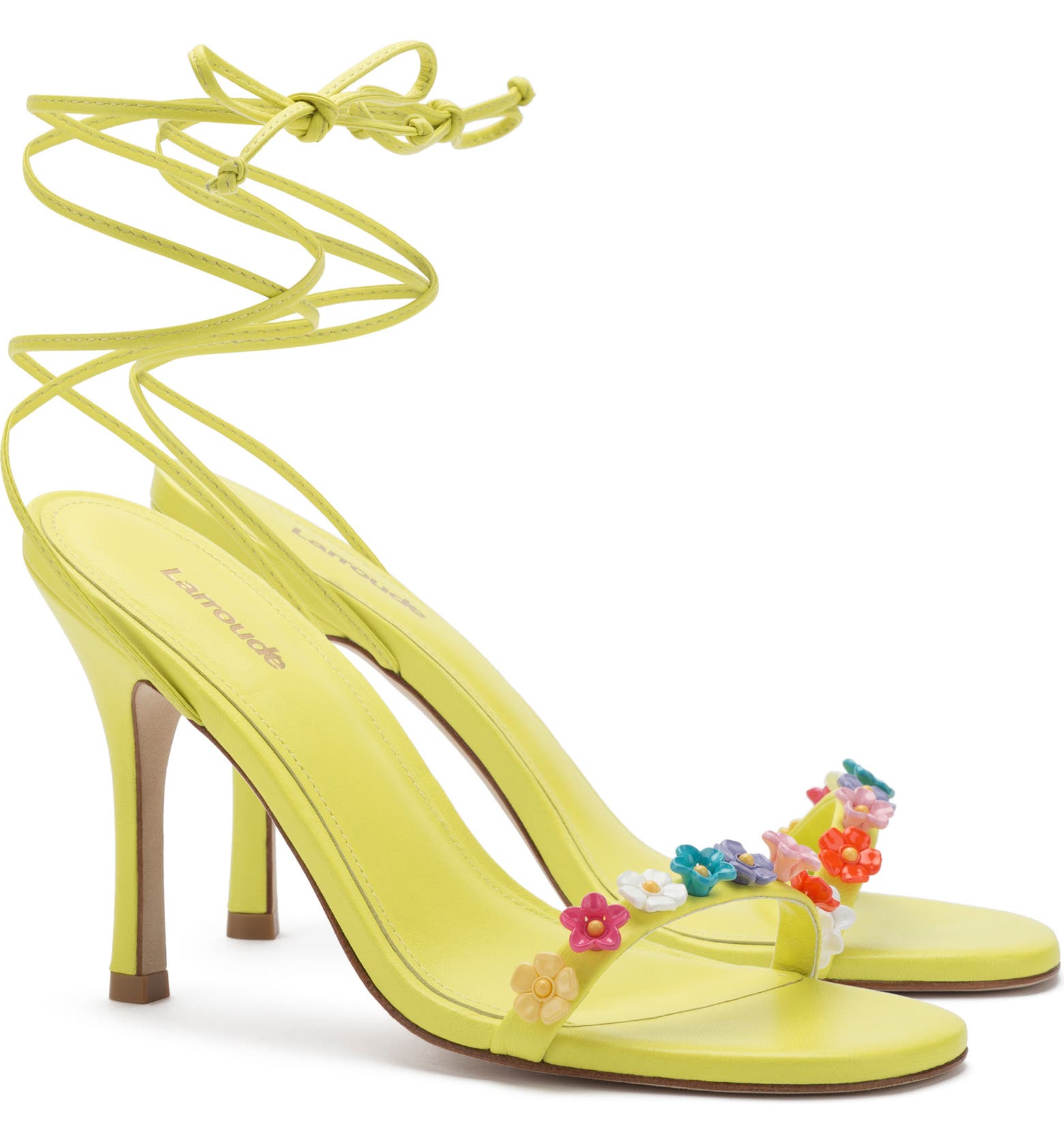Lemon yellow strappy sandals 