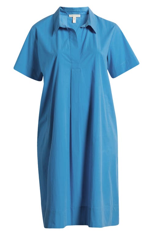Eileen Fisher Petite Pleated Organic Cotton Poplin Midi Dress In Calypso