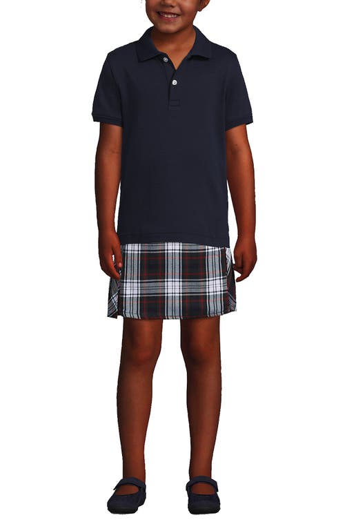 Shop Lands' End School Uniform Kids Short Sleeve Tailored Fit Interlock Polo Shirt In Classic Navy