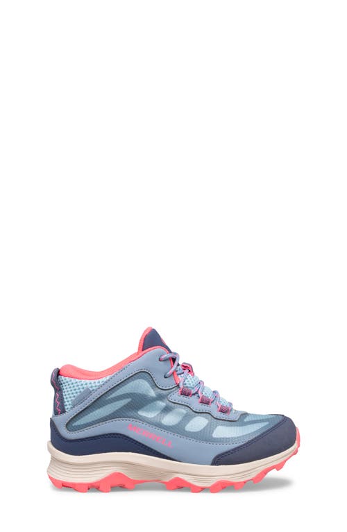 Shop Merrell Moab Speed Waterproof Mid Top Sneaker In Dusty Blue/coral