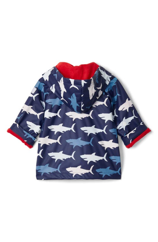 Hatley Babies' Hungry Sharks Color Changing Hooded Raincoat In Blue ModeSens
