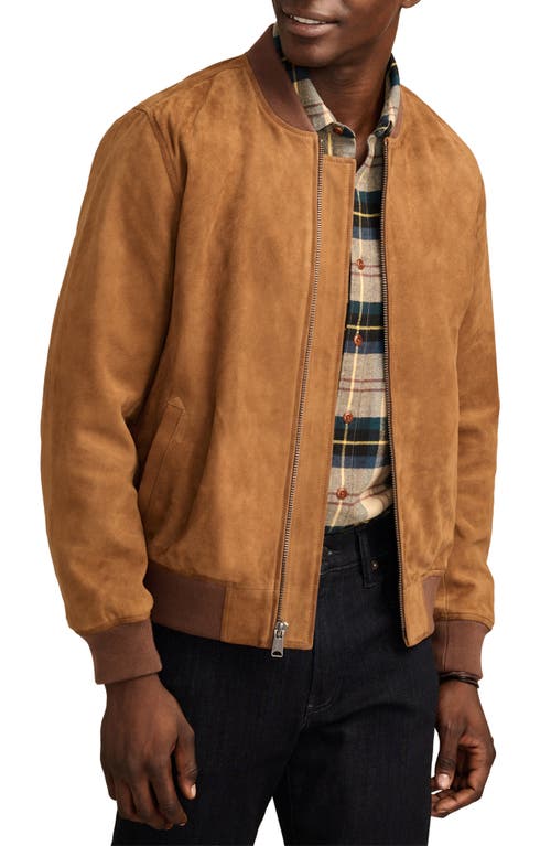 Lucky Brand Suede Bomber Jacket In Dark Tan