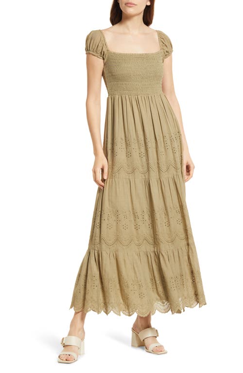 Olivia Tiered Cotton Maxi Dress in Light Green