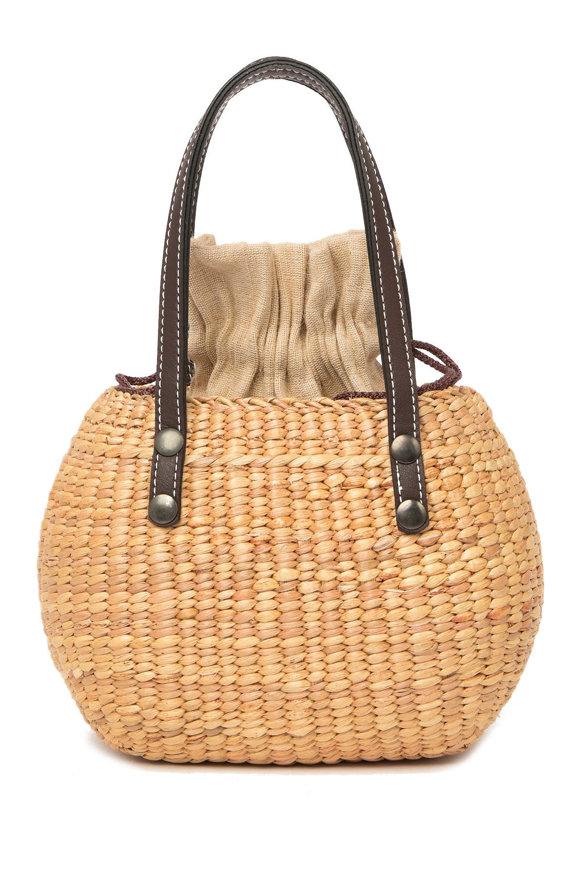 straw drawstring bag