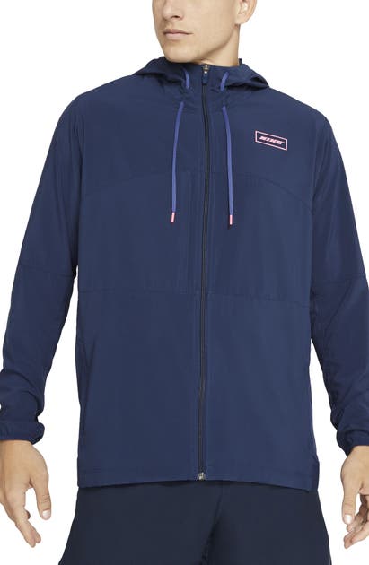 Click to view more detailed imagery on our partner's website Nike Sport Clash Full Zip Hooded Training Jacket In Midnight Navy/sunset Pulse