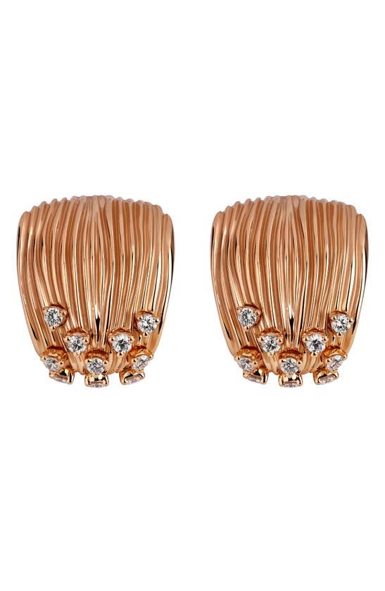 Shop Hueb Plissé Diamond Earrings In 18k Rose Gold