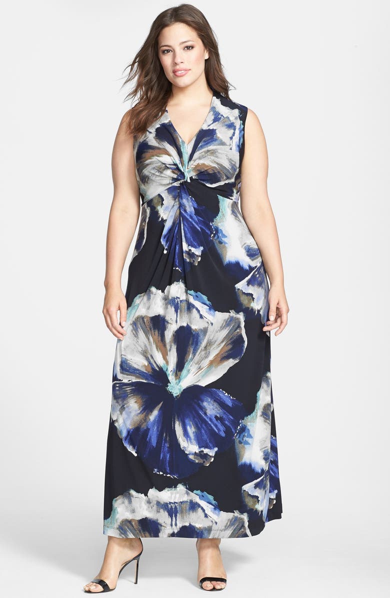 Donna Ricco Twisted Print Jersey Maxi Dress (Plus Size) | Nordstrom