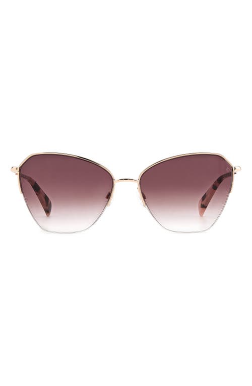 58mm Cat Eye Sunglasses in Red Gold/Burgundy