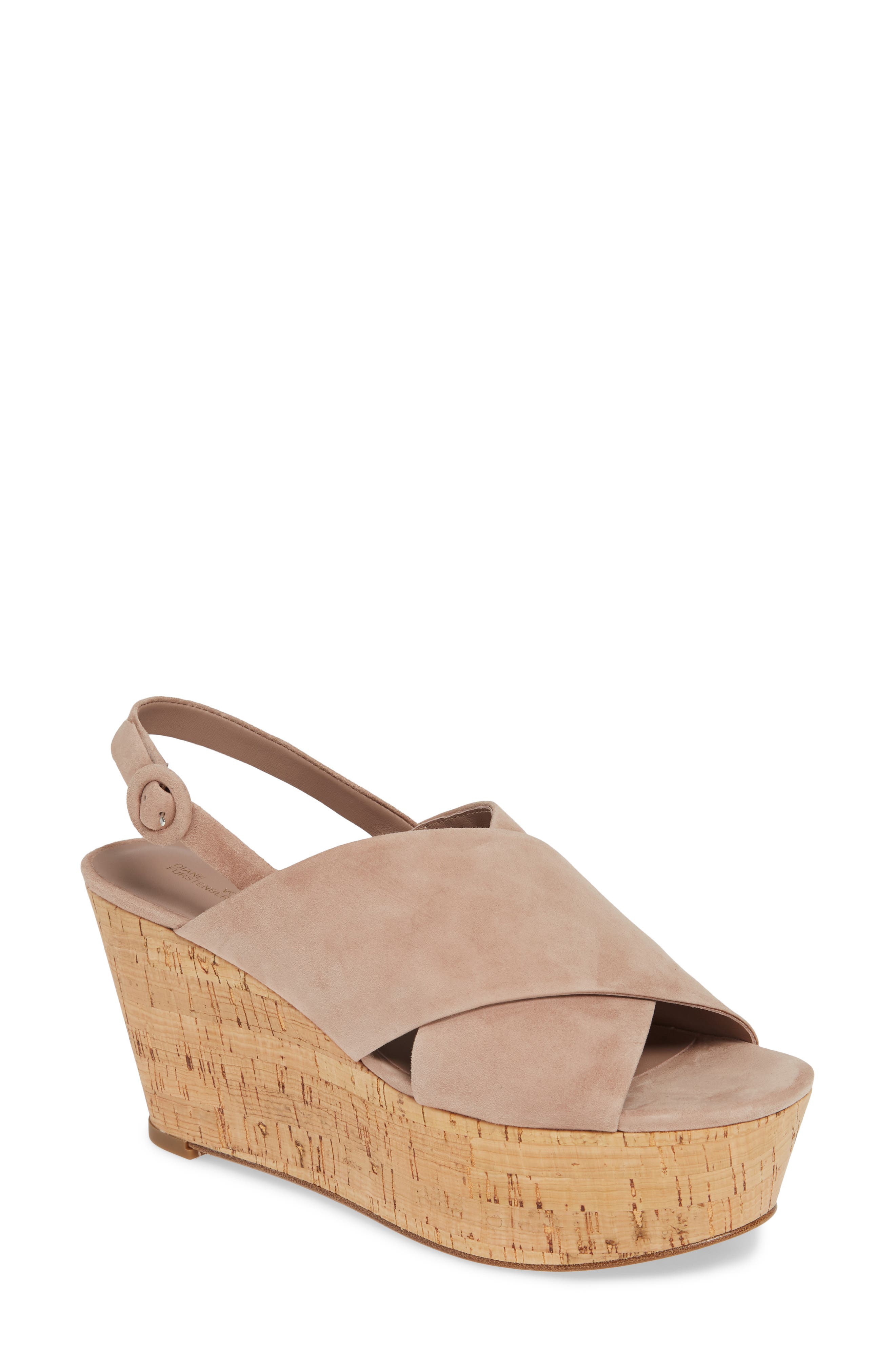 Diane Von Furstenberg Juno Wedge Sandal- Pink