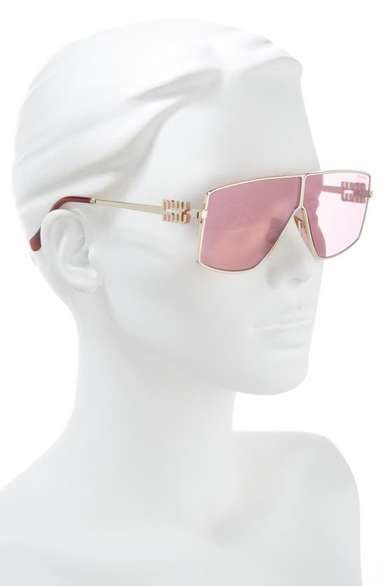 Shop Miu Miu 69mm Oversize Shield Sunglasses In Pale Gold