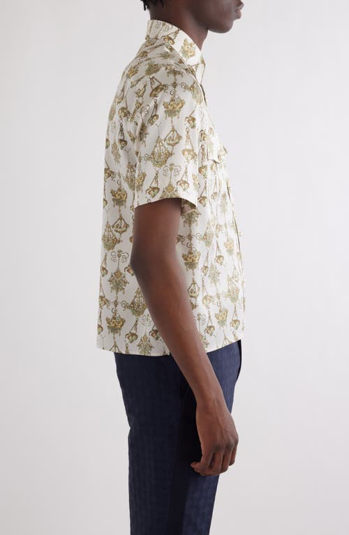 Givenchy Printed Chandelier Shirt In Silk In Cream/ochre