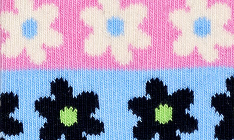 Shop Happy Socks Kids' Floral Stripe Crew Socks In Light Blue