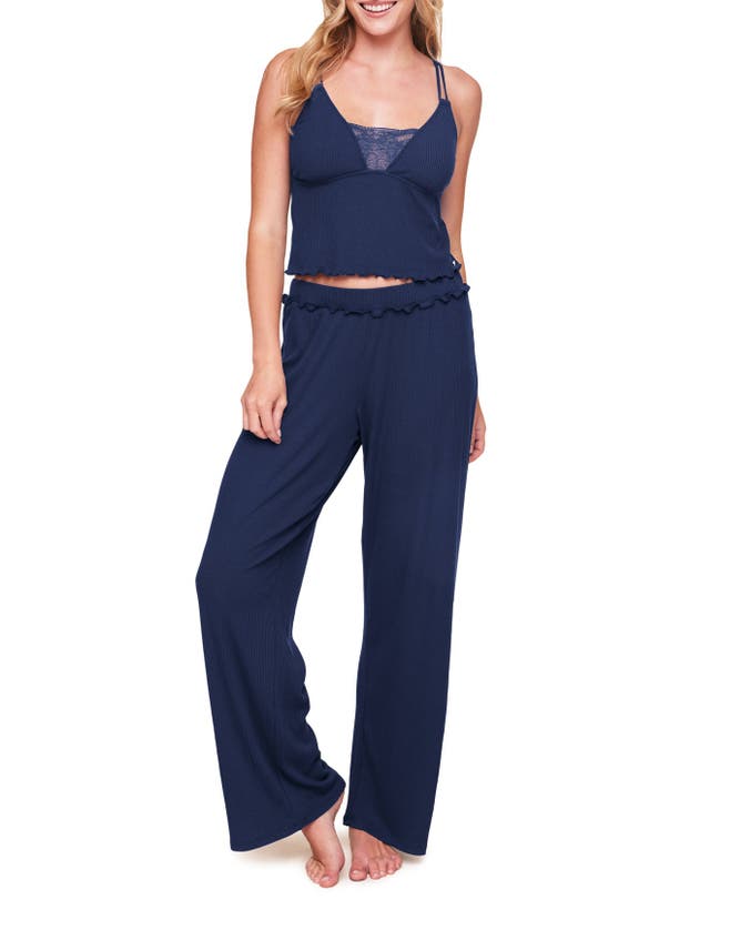 Shop Adore Me Valencia Pajama Cami And Pants Set In Dark Blue