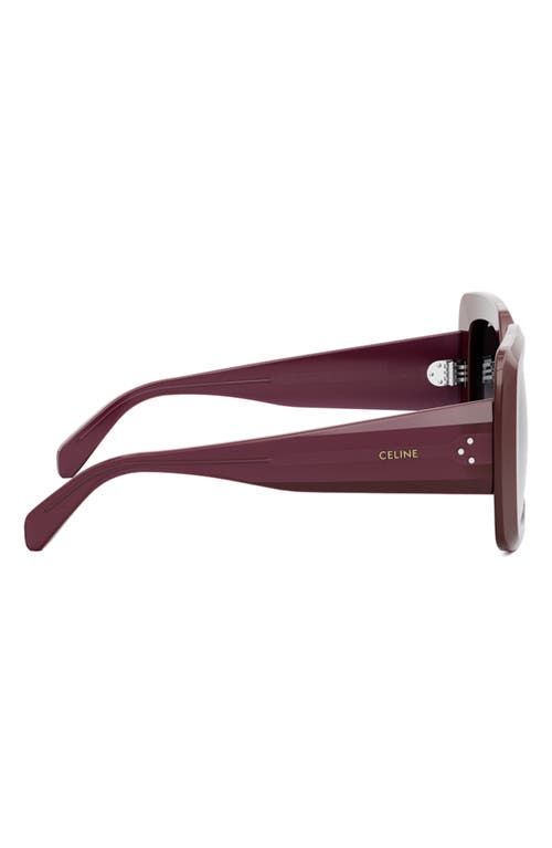 Shop Celine Bold 3 Dots Square Sunglasses In Shiny Bordeaux/smoke