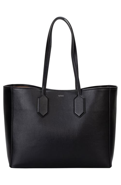 Shop Hugo Liriel Faux Leather Shopper Bag In Black