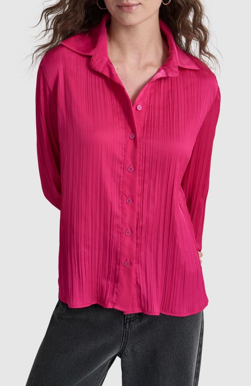 DKNY Plissé Satin Shirt in Wild Berry 