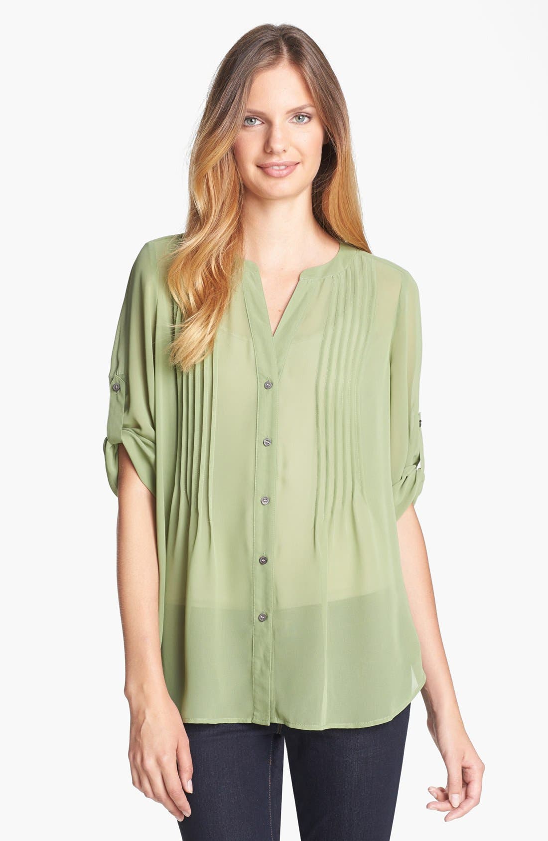 Chaus Roll Sleeve Chiffon Blouse Nordstrom