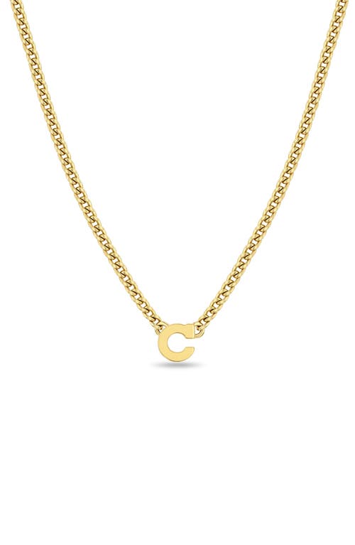 Zoë Chicco Curb Chain Initial Pendant Necklace in Yellow Gold-C at Nordstrom, Size 16