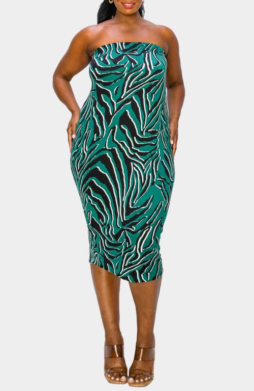 Shop L I V D Kiko Zebra Print Strapless Tube Dress In Hunter