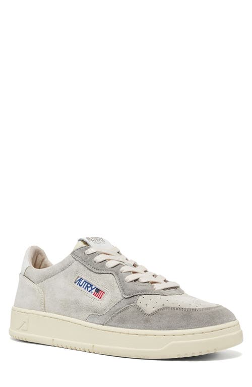 Shop Autry Medalist Low Sneaker In Suede Grey/cream