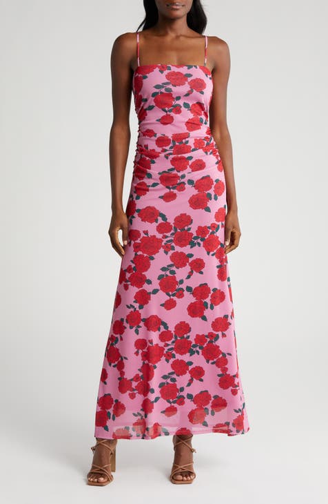 New Arrivals Jo Strapless Quilted Cotton Maxi Dress in Pink