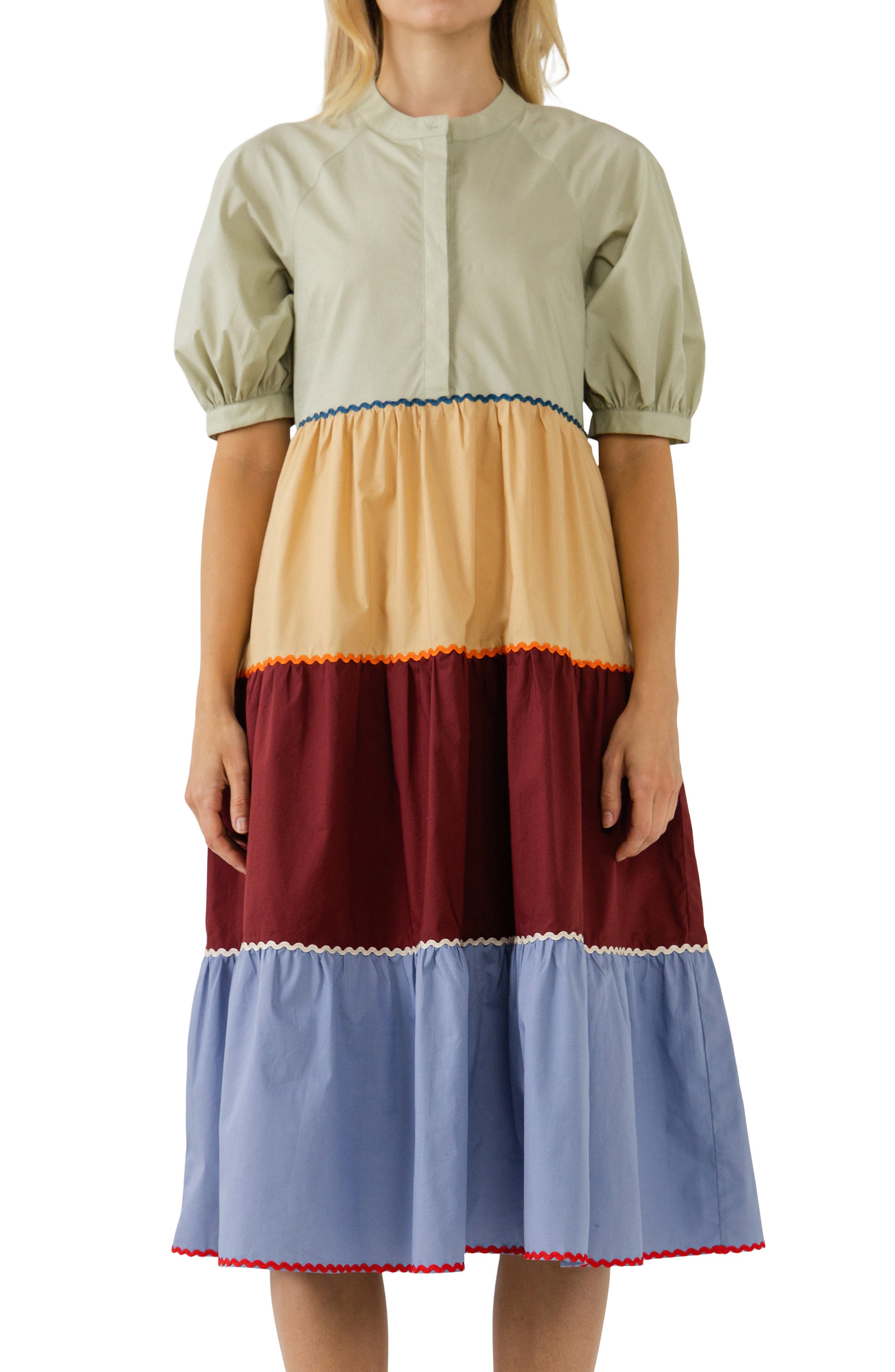 english factory colorblock midi dress