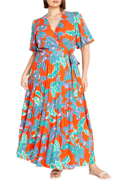 City Chic Jezebel Tiered Maxi Wrap Dress in Hots For You at Nordstrom, Size Xs