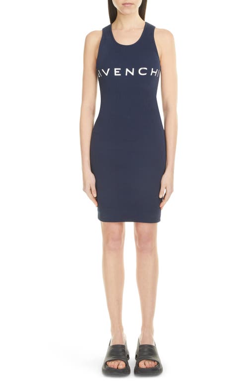 Givenchy Archetype Logo Rib Tank Dress in Dark Navy