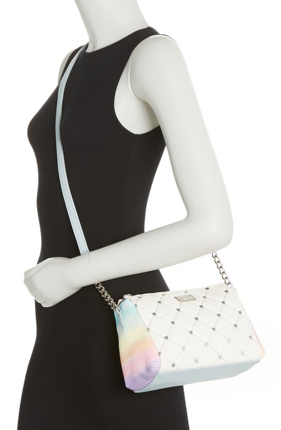 Luv Betsey By Betsey Johnson Bonnie Quiltedcrossbody Bag In White With Rainbow Stripe