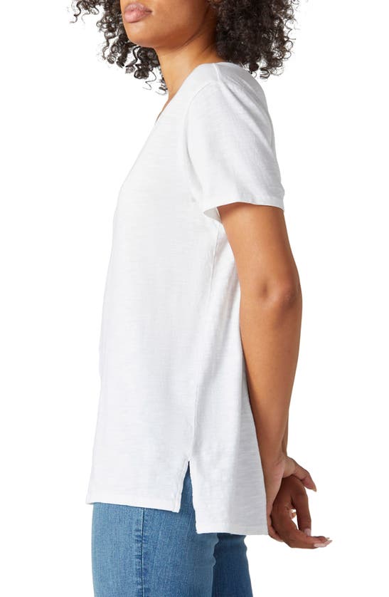 Shop Lucky Brand Classic V-neck Cotton Blend T-shirt In Bright White