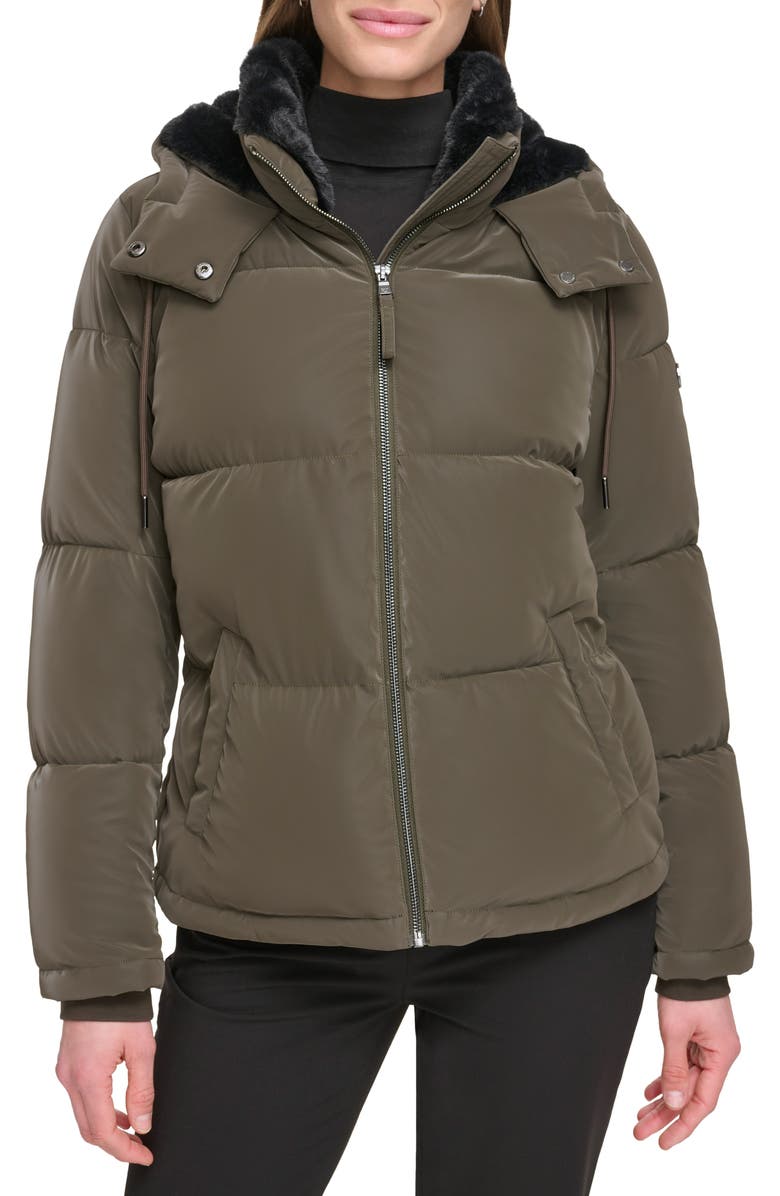 Calvin Klein Faux Fur Lined Hooded Puffer Jacket