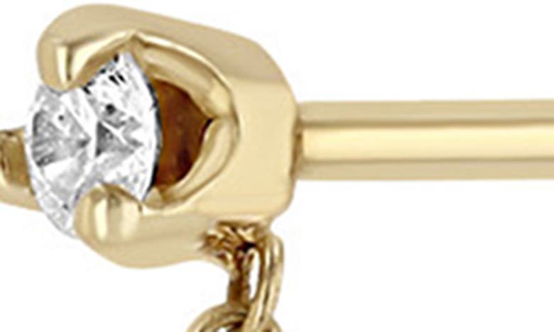 Zoë Chicco 14k Yellow Gold Double Stud Chain Earring With Diamonds, 0.11 Ct. T. W. In Yellow Gold