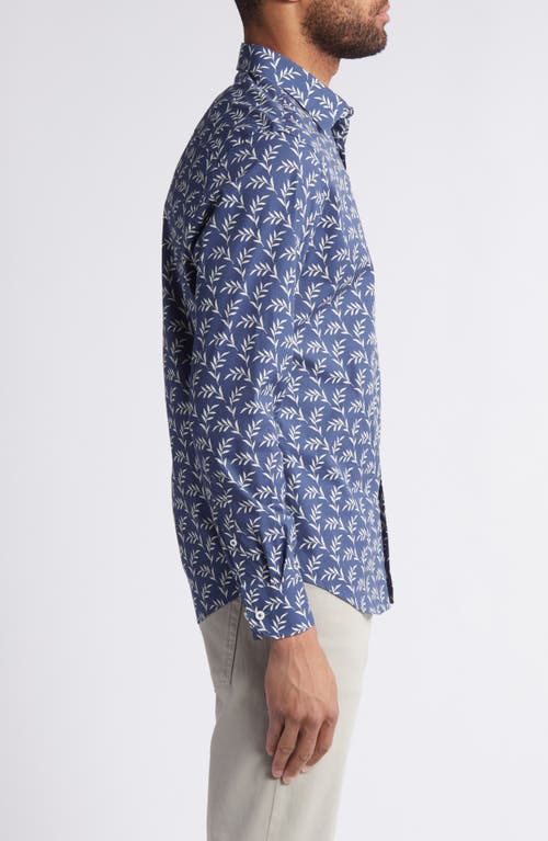 Shop Bugatchi Julian Print Stretch Cotton Button-up Shirt In Navy