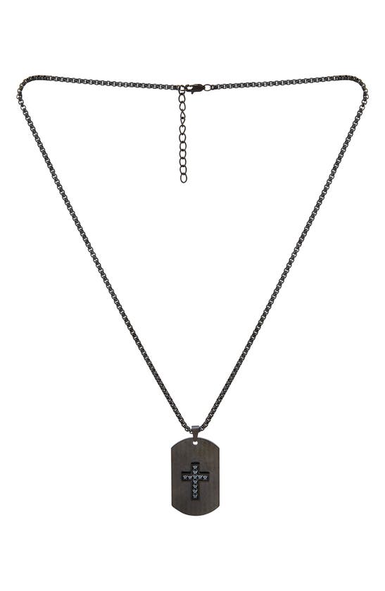 American Exchange Cross Dog Tag Necklace & Id Bracelet Set In Gun/ Black