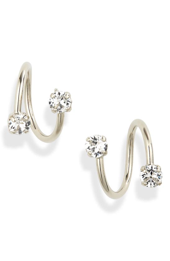 Shop Justine Clenquet Maxine Crystal Earrings In Silver/crystal