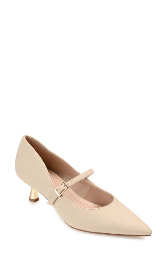 Journee Collection Womens Manza Kitten Heel Mary Jane Pointed Toe Pumps In Beige