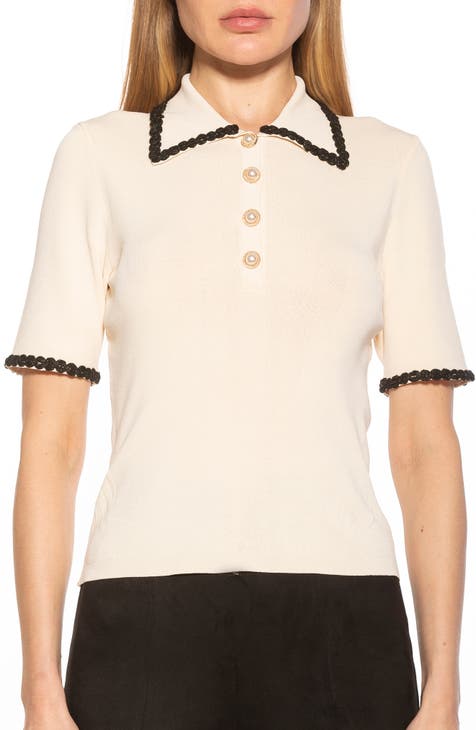 Collared Knit Short Sleeve Top