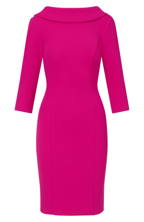 Shop Adrianna Papell Crepe Sheath Dress In Pink Flambe