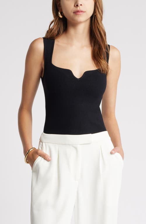 Open Edit Notched Rib Jumper Tank In Black