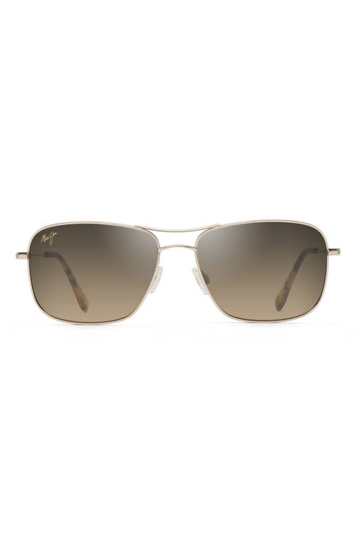 Shop Maui Jim Wiki Wiki 59mm Polarized Aviator Sunglasses In Gold/bronze