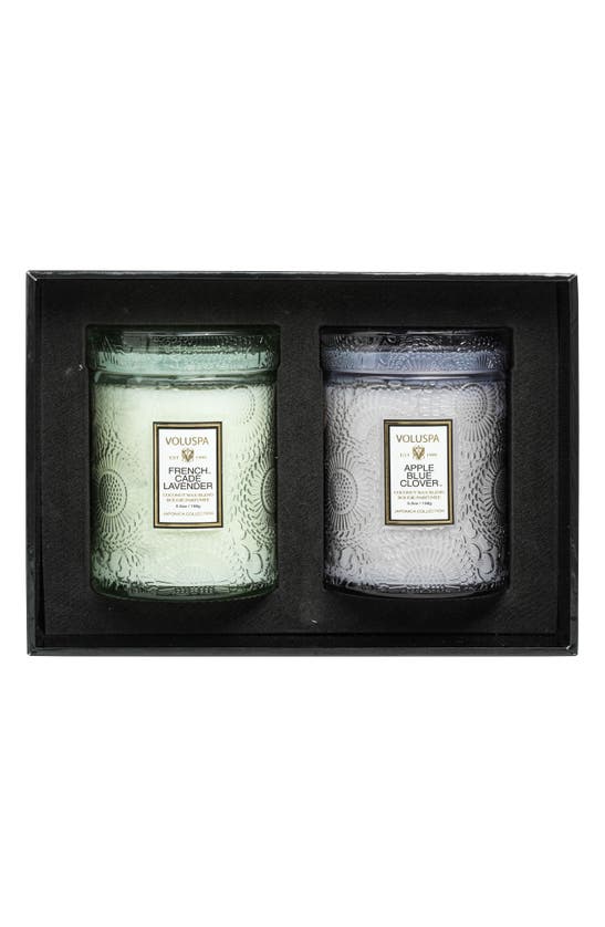 Voluspa Mini Jar Candle Duo In French Cade Laven/aple Bl Clvr
