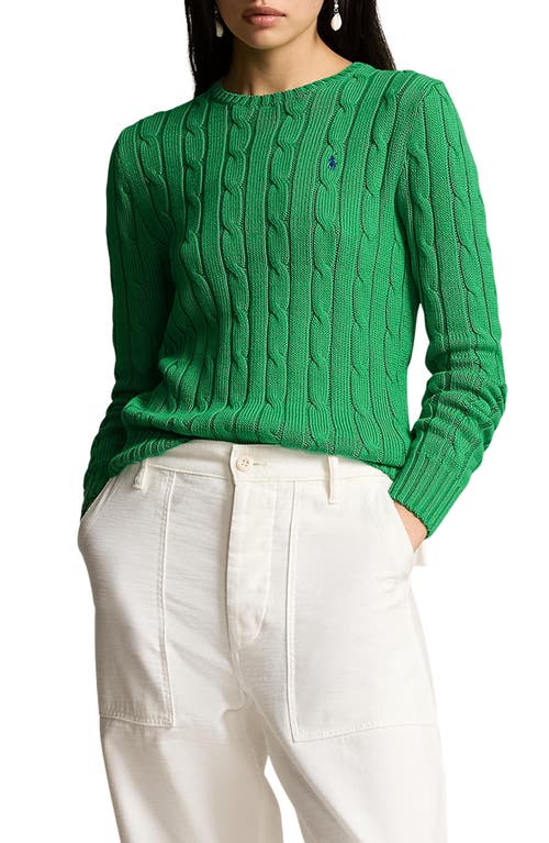 Shop Polo Ralph Lauren Julianna Cotton Cable Sweater In Preppy Green