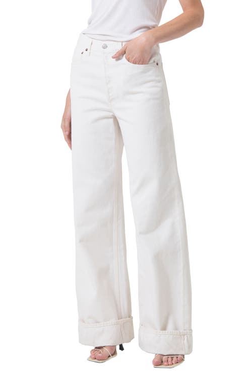 AGOLDE Dame Cuffed High Waist Wide Leg Organic Cotton Jeans Fortune Cookie at Nordstrom,