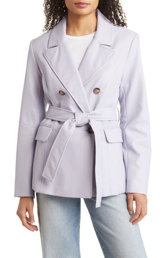 Sanctuary Belted Faux Leather Blazer In Lavender