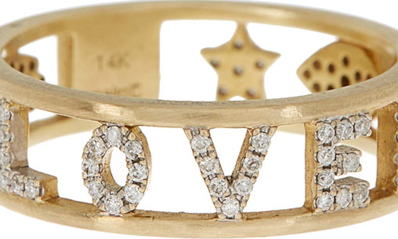 Shop Meira T Sapphire & Diamond 'love' Band Ring In Yellow Gold